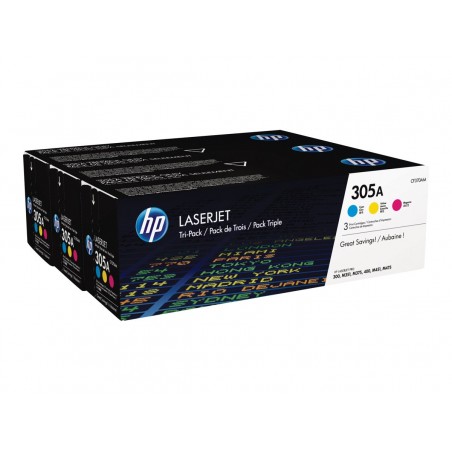 HP 305A - Pack de 3 - cyan, magenta, jaune - original - toner HP 305A - Pack de 3 - cyan, magenta, jaune - original - toner