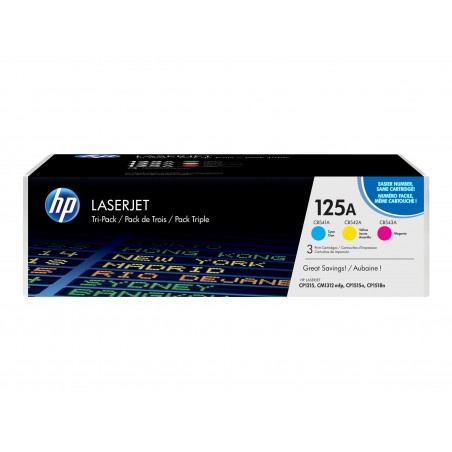 HP 125A - Pack de 3 - cyan, magenta, jaune - original - toner HP 125A - Pack de 3 - cyan, magenta, jaune - original - toner