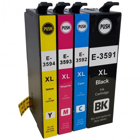 Cartouche d'encre équivalent à Epson Multipack 35XL Pack de 4 Noir, Jaune, Cyan, Magenta Cartouche d'encre équivalent à Epson Multipack 35XL Pack de 4 Noir, Jaune, Cyan, Magenta