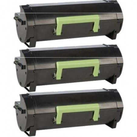 Toner équivalent à Lexmark 502H Pack de 3 Noir Toner équivalent à Lexmark 502H Pack de 3 Noir