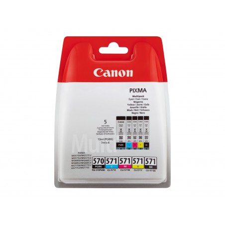 Canon PGI-570/CLI-571 - Pack de 5 - noire photo, noire, cyan, magenta, jaune - original - cartouche d'encre Canon PGI-570/CLI-571 - Pack de 5 - noire photo, noire, cyan, magenta, jaune - original - cartouche d'encre